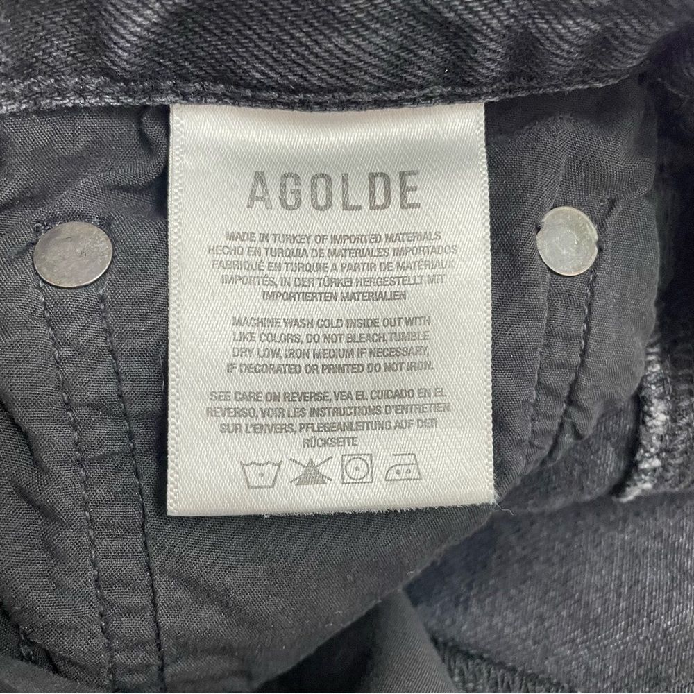 Agolde Criss Cross Straight Jeans in Shambles Black Wash Raw Hem Women’s Size 24 - Picture 12 of 16